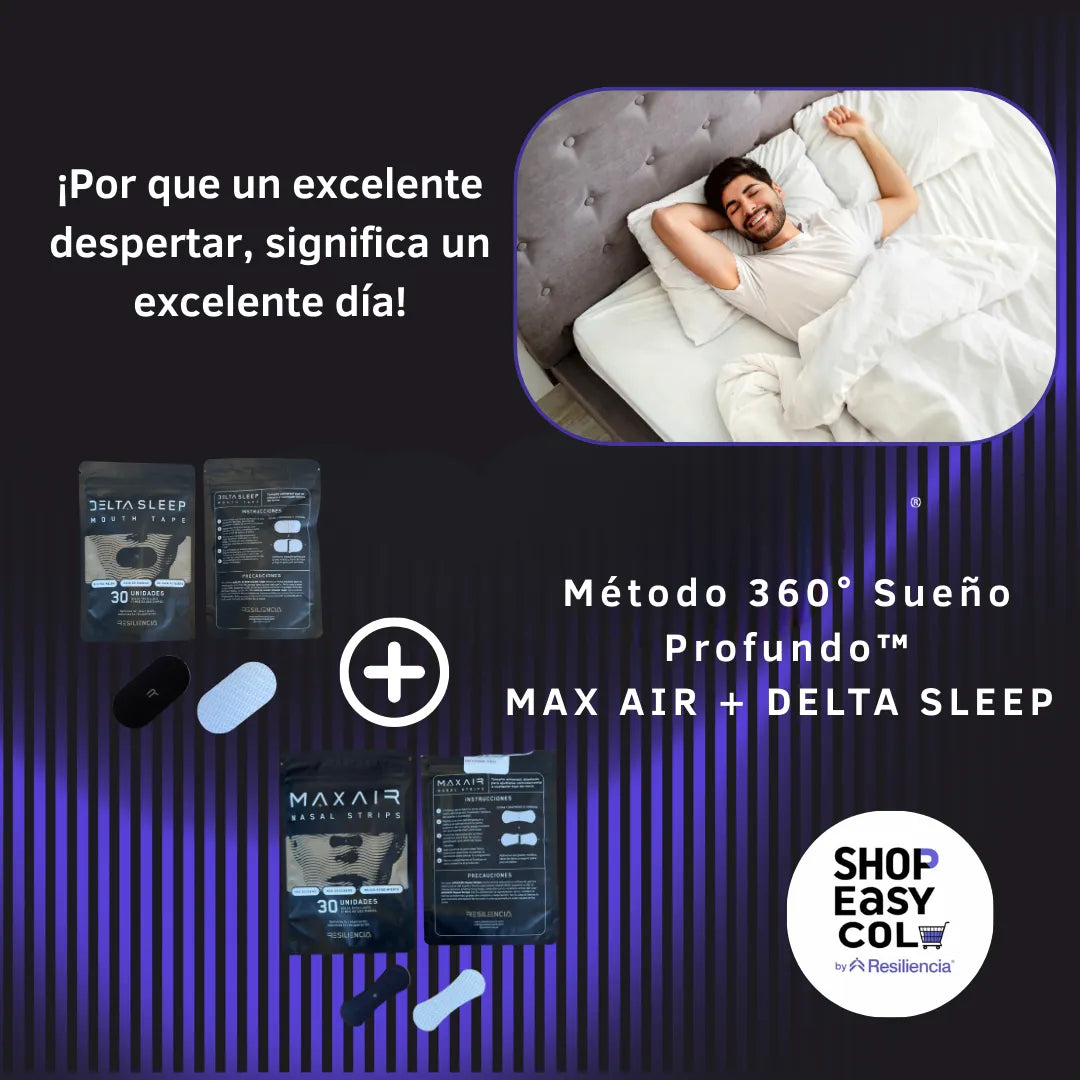 Método 360° Sueño Profundo™ – Sistema Avanzado de Respiración Nocturna (Mouth Tape + Max Air Nasal Strips)