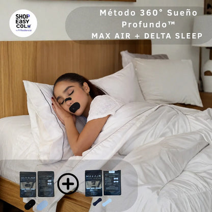 Método 360° Sueño Profundo™ – Sistema Avanzado de Respiración Nocturna (Mouth Tape + Max Air Nasal Strips)