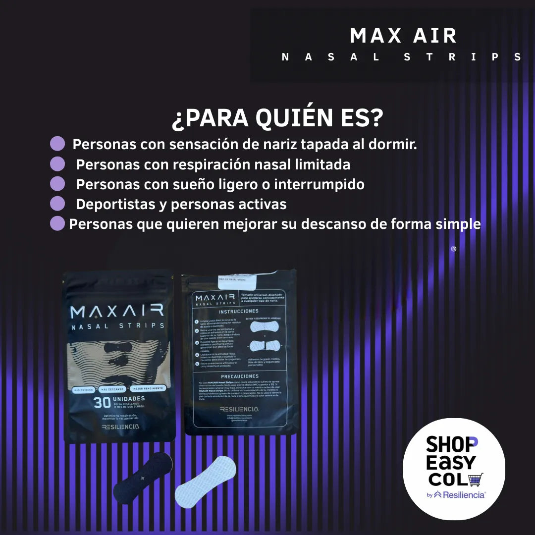 Max Air Nasal Strips- Bandas Adhesivas Nasales Para Mejora En La respiración