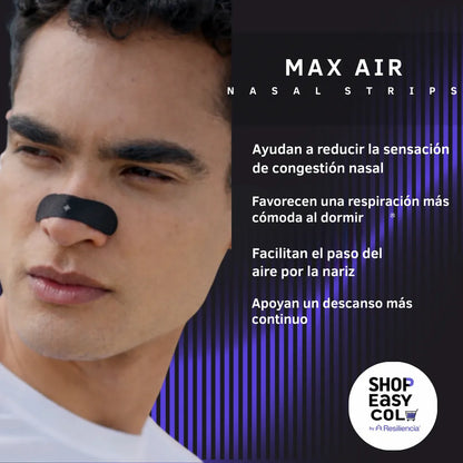 Max Air Nasal Strips- Bandas Adhesivas Nasales Para Mejora En La respiración